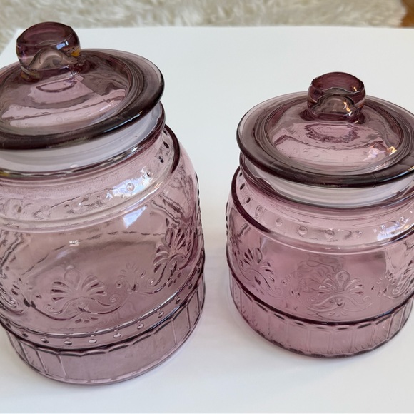 The Pioneer Woman Other - The Pioneer woman embossed pink rose glass canister set